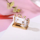 10Pcs Enamel Crystal Sewing Machine Charms Metal Pendants for Jewelry Making