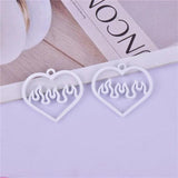 10Pcs Hollow Fire Heart Charms for Jewelry Making