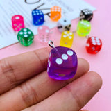 10pcs Resin Dice Charm Pendant for DIY Jewelry Making - Colorful Transparent