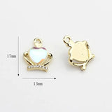 Zinc Alloy Drill Crown Heart Charms Pendant 6pcs DIY Jewelry Making