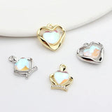 Zinc Alloy Drill Crown Heart Charms Pendant 6pcs DIY Jewelry Making