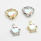 Zinc Alloy Drill Crown Heart Charms Pendant 6pcs DIY Jewelry Making