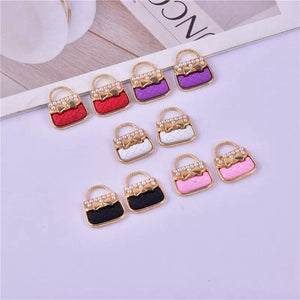 10Pcs Enamel Bowknot Handbag Charms for Jewelry Making DIY
