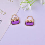 10Pcs Enamel Bowknot Handbag Charms for Jewelry Making DIY