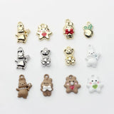 Zinc Alloy Mini Rabbit Bear Charms 6pcs/lot for DIY Earrings Making