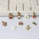 Zinc Alloy Mini Rabbit Bear Charms 6pcs/lot for DIY Earrings Making