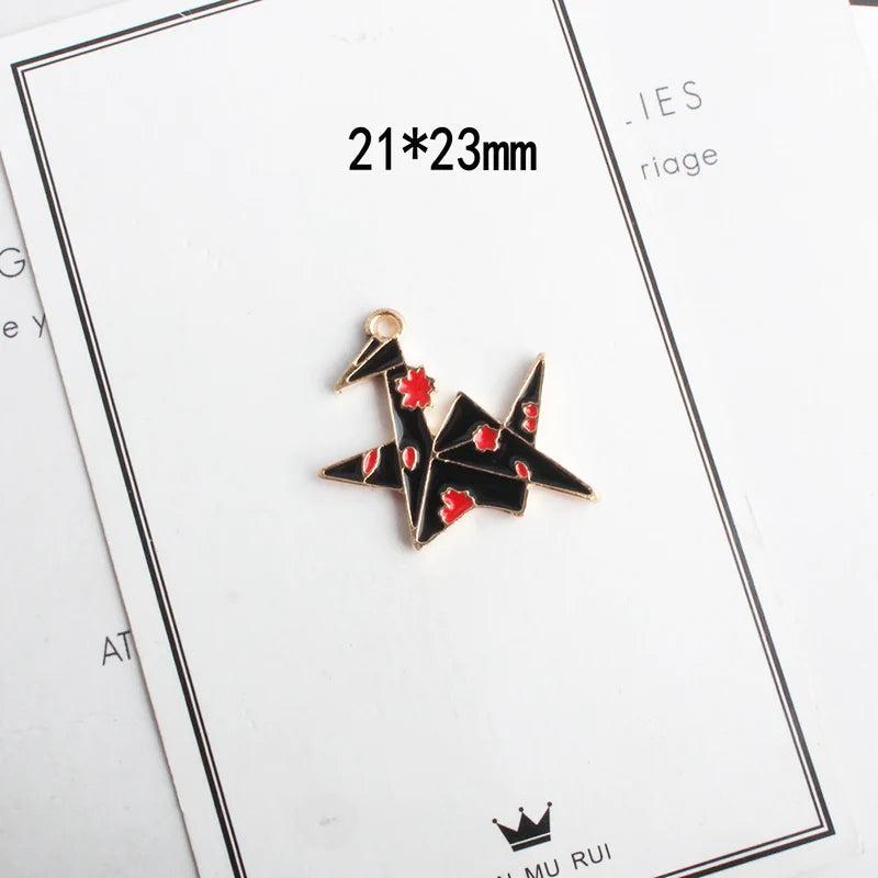 10pcs/lot Thousand Paper Crane Enamel Charms Make A Wish Alloy Pendant Earring