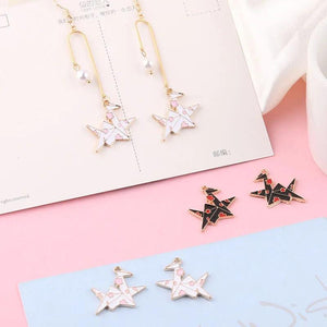 10pcs/lot Thousand Paper Crane Enamel Charms Make A Wish Alloy Pendant Earring