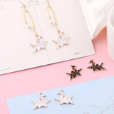 10pcs/lot Thousand Paper Crane Enamel Charms Make A Wish Alloy Pendant Earring