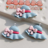 10Pcs Colorful Bowknot Sun Hat Charms Resin DIY Jewelry Making C1205