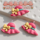 10Pcs Colorful Bowknot Sun Hat Charms Resin DIY Jewelry Making C1205