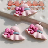 10Pcs Colorful Bowknot Sun Hat Charms Resin DIY Jewelry Making C1205