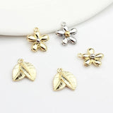 Mini Flowers Leaves Charms 10pcs for Earrings DIY Jewelry Making