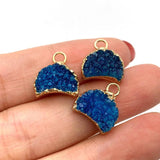 2pcs Moon Shape Charms Natural Crystal Stone Pendants 7 Colors 13x14mm