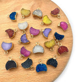 2pcs Moon Shape Charms Natural Crystal Stone Pendants 7 Colors 13x14mm