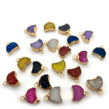 2pcs Moon Shape Charms Natural Crystal Stone Pendants 7 Colors 13x14mm