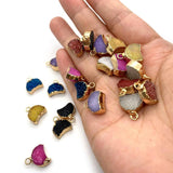 2pcs Moon Shape Charms Natural Crystal Stone Pendants 7 Colors 13x14mm