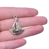 10pcs Boat Silver Crystal Rhinestone Charms Jewelry Earring Findings