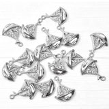 10pcs Boat Silver Crystal Rhinestone Charms Jewelry Earring Findings
