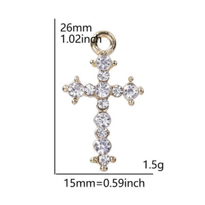 10pcs Cross Rhinestone Dangle Charms Pendant DIY for Bracelet Necklace Bag