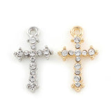 10pcs Cross Rhinestone Dangle Charms Pendant DIY for Bracelet Necklace Bag
