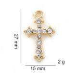 10pcs Cross Rhinestone Dangle Charms Pendant DIY for Bracelet Necklace Bag