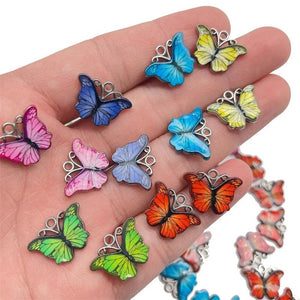 20Pcs Colorful Butterfly Enamel Charms for Jewelry Making