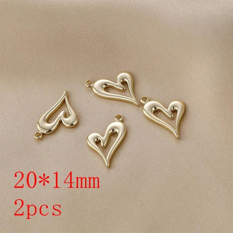 Copper Hollow Heart Charms 2pcs/lot DIY Jewelry Making Accessories
