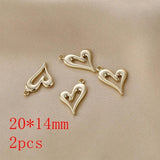 Copper Hollow Heart Charms 2pcs/lot DIY Jewelry Making Accessories