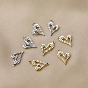 Copper Hollow Heart Charms 2pcs/lot DIY Jewelry Making Accessories