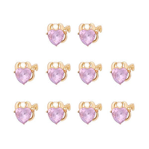 10Pcs Heart Crystal Charms Love Rhinestone Pendants DIY Earrings Necklaces