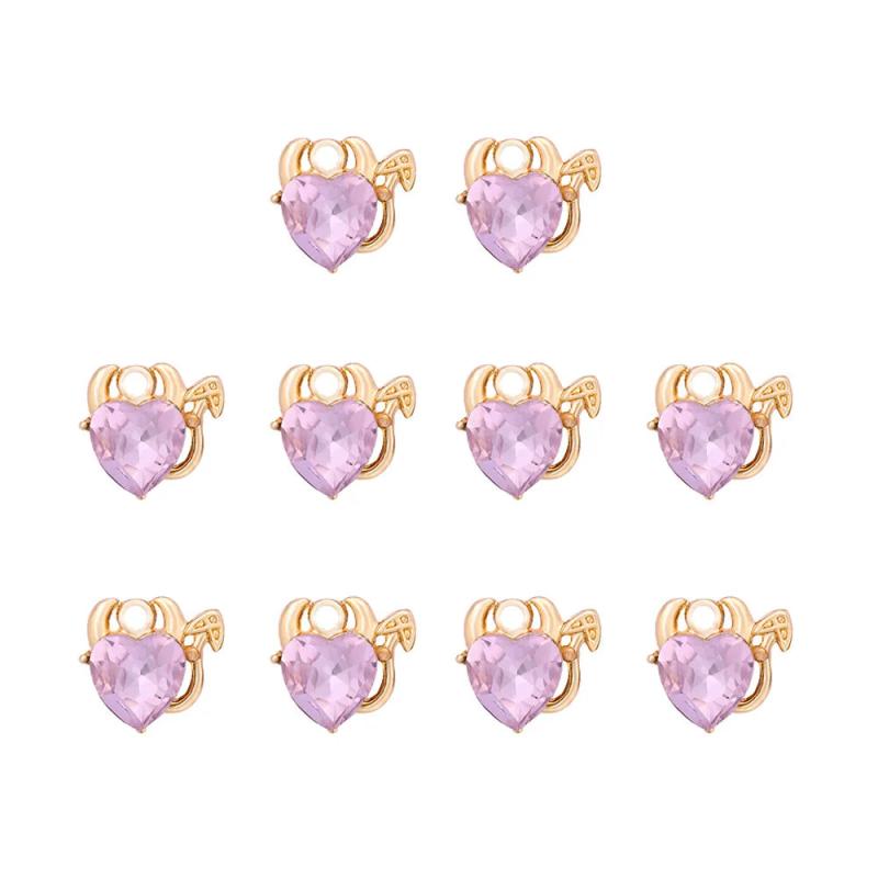 10Pcs Heart Crystal Charms Love Rhinestone Pendants DIY Earrings Necklaces