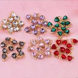 10Pcs Heart Crystal Charms Love Rhinestone Pendants DIY Earrings Necklaces