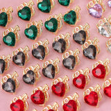 10Pcs Heart Crystal Charms Love Rhinestone Pendants DIY Earrings Necklaces