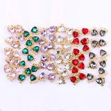 10Pcs Heart Crystal Charms Love Rhinestone Pendants DIY Earrings Necklaces