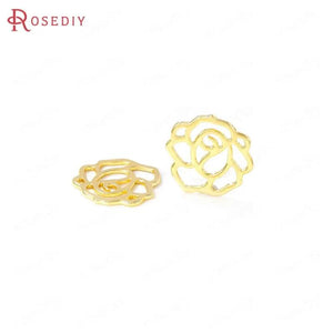 6PCS 16x15x1MM Brass Rose Charms Pendants Jewelry Making Findings Accessories