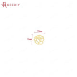 6PCS 16x15x1MM Brass Rose Charms Pendants Jewelry Making Findings Accessories