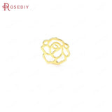 6PCS 16x15x1MM Brass Rose Charms Pendants Jewelry Making Findings Accessories