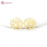 6PCS 16x15x1MM Brass Rose Charms Pendants Jewelry Making Findings Accessories