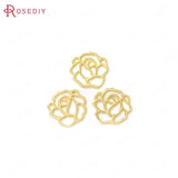 6PCS 16x15x1MM Brass Rose Charms Pendants Jewelry Making Findings Accessories