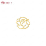 6PCS 16x15x1MM Brass Rose Charms Pendants Jewelry Making Findings Accessories