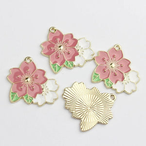 Cherry Blossoms Flowers Charms Pendant 10pcs/lot DIY Jewelry Making