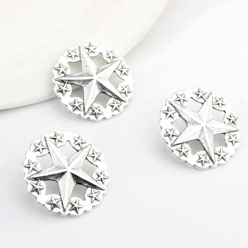 Zinc Alloy Hollow Stars Buttons Charms 3pcs/lot 35MM DIY Making Accessories