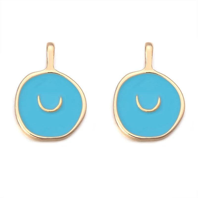 10Pcs Enamel Moon Charms for Jewelry Making