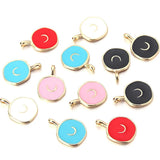 10Pcs Enamel Moon Charms for Jewelry Making