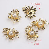 6pcs Zinc Alloy Pearl Flowers Pendant Charms for DIY Earrings