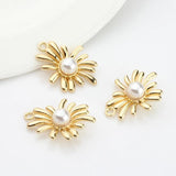 6pcs Zinc Alloy Pearl Flowers Pendant Charms for DIY Earrings