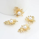 6pcs Zinc Alloy Pearl Flowers Pendant Charms for DIY Earrings