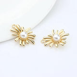 6pcs Zinc Alloy Pearl Flowers Pendant Charms for DIY Earrings