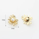 6pcs Zinc Alloy Pearl Flowers Pendant Charms for DIY Earrings